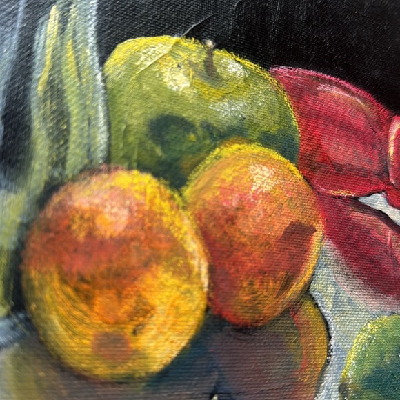 Handmade Hand Crafted Original Artwork Fruit & Vase Still Life Acrylic Painting - Picture 5 of 5